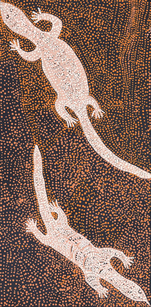 Aboriginal Artwork by Nyanu Watson, Wati Ngintaka Tjukurpa, 91x45cm