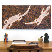 Aboriginal Artwork by Nyanu Watson, Wati Ngintaka Tjukurpa, 91x45cm