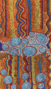 Aboriginal Art by Ormay Nangala Gallagher, Ngapa Jukurrpa (Water Dreaming) - Mikanji, 107x61cm - ART ARK®