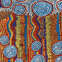 Aboriginal Artwork by Ormay Nangala Gallagher, Ngapa Jukurrpa (Water Dreaming) - Mikanji, 107x61cm