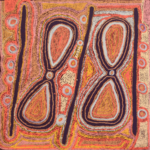 Aboriginal Artwork by Paddy Japanangka Lewis, Mina Mina Jukurrpa - Ngalyipi, 91x91cm - ART ARK®