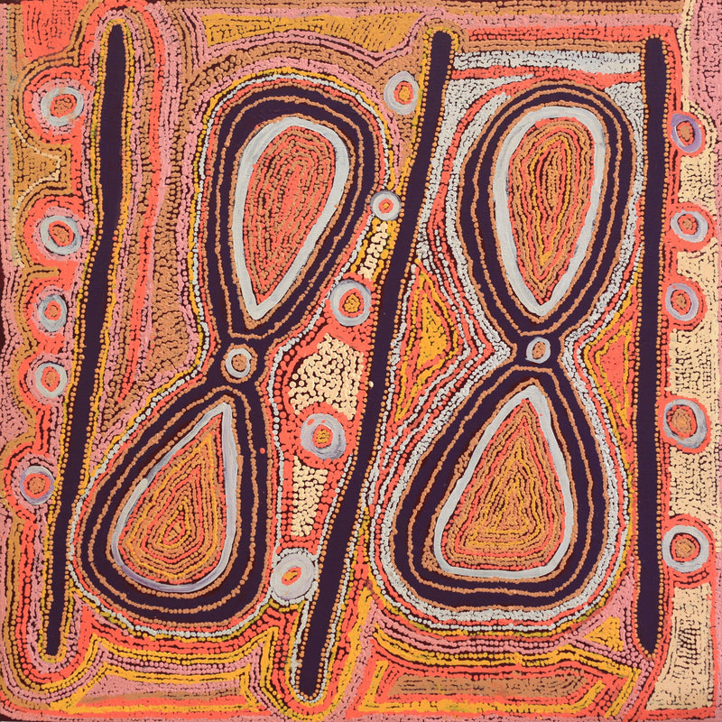 Aboriginal Artwork by Paddy Japanangka Lewis, Mina Mina Jukurrpa - Ngalyipi, 91x91cm