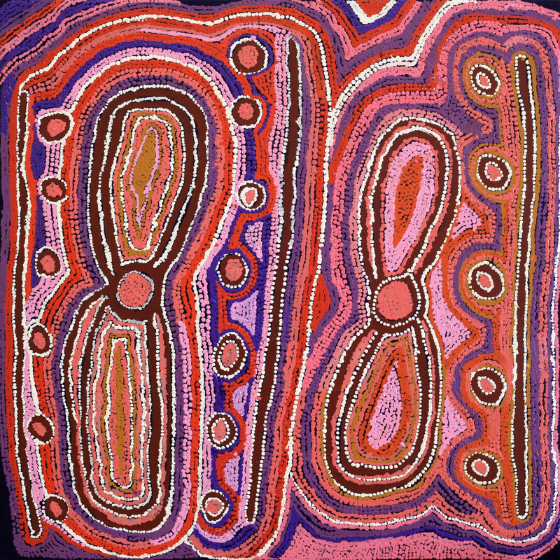 Aboriginal Artwork by Paddy Japanangka Lewis, Mina Mina Jukurrpa - Ngalyipi, 91x91cm
