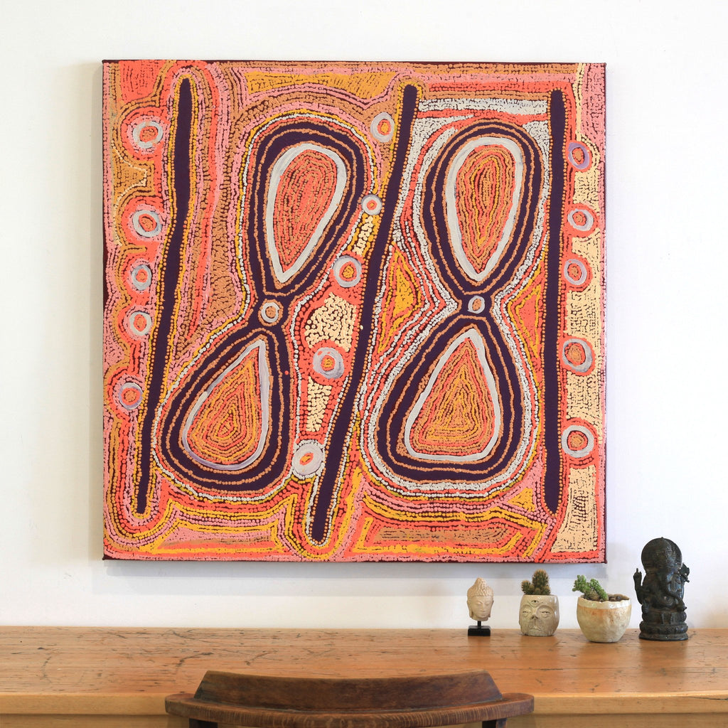 Aboriginal Artwork by Paddy Japanangka Lewis, Mina Mina Jukurrpa - Ngalyipi, 91x91cm - ART ARK®