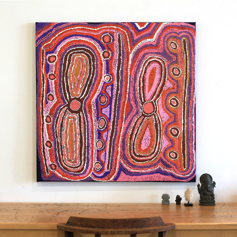 Aboriginal Artwork by Paddy Japanangka Lewis, Mina Mina Jukurrpa - Ngalyipi, 91x91cm
