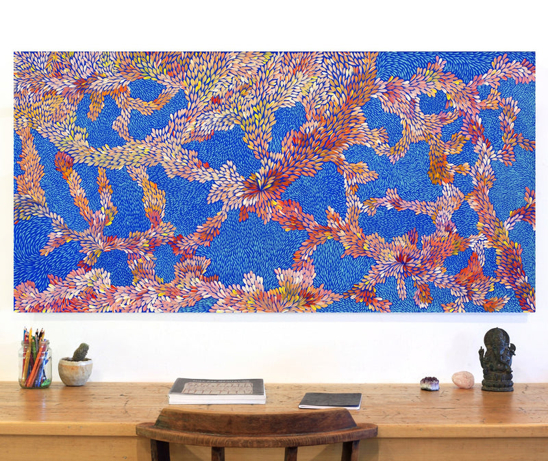 Aboriginal Artwork by Patricia Multa, Ininti at Muruntji, 152x76cm