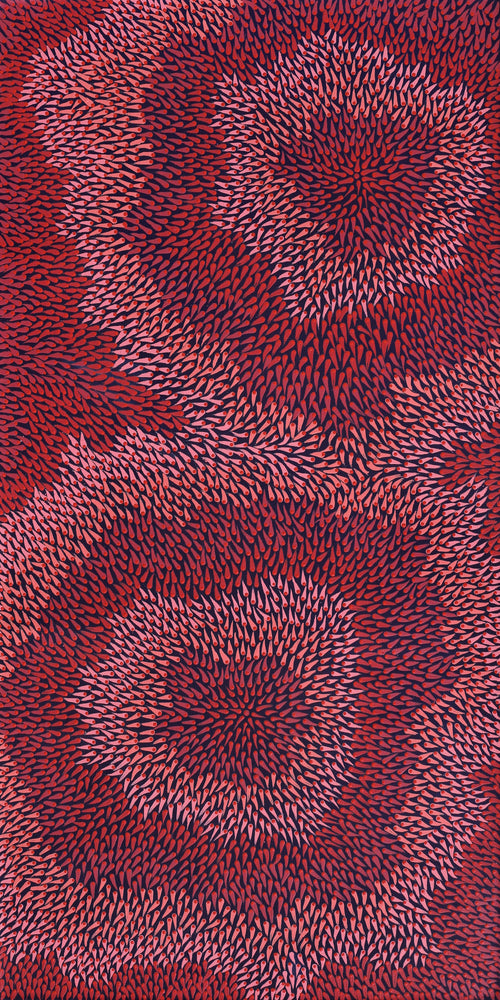 Aboriginal Artwork by Pauline Coombes, Bushfire painting, 122x61cm