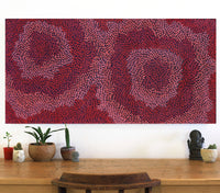 Aboriginal Artwork by Pauline Coombes, Bushfire painting, 122x61cm