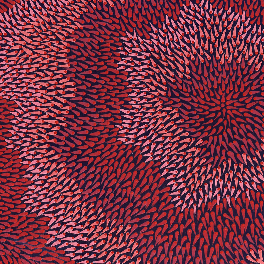 Aboriginal Artwork by Pauline Coombes, Bushfire painting, 122x61cm