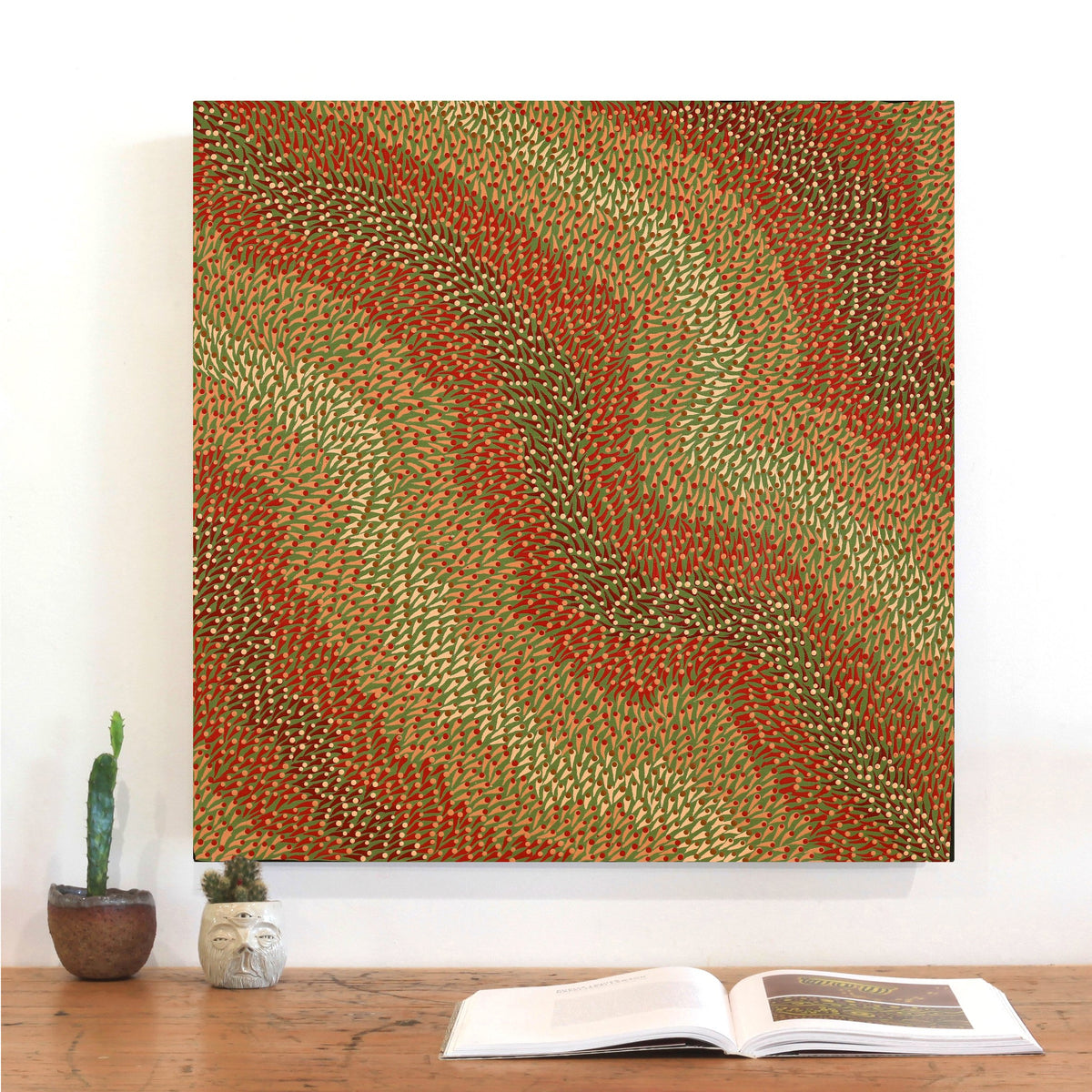 Aboriginal Art by Pauline Coombes, Bushfire painting, 61x61cm - ART ARK®