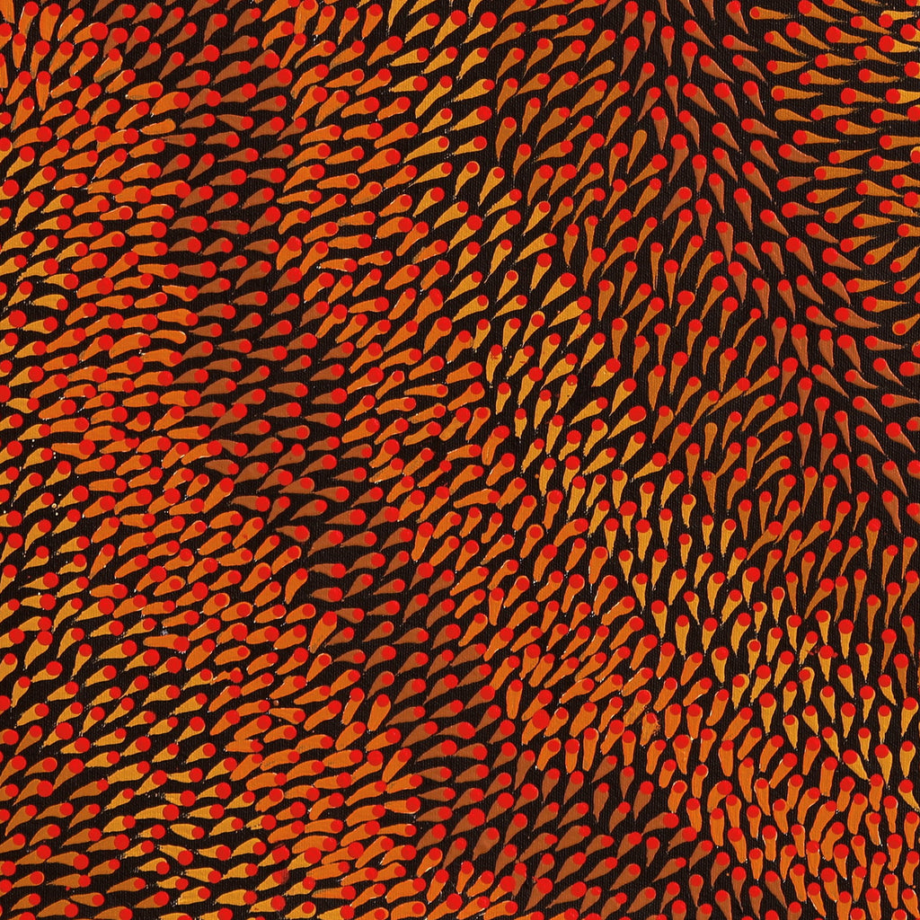 Aboriginal Artwork by Pauline Coombes, Bushfire painting, 61x61cm