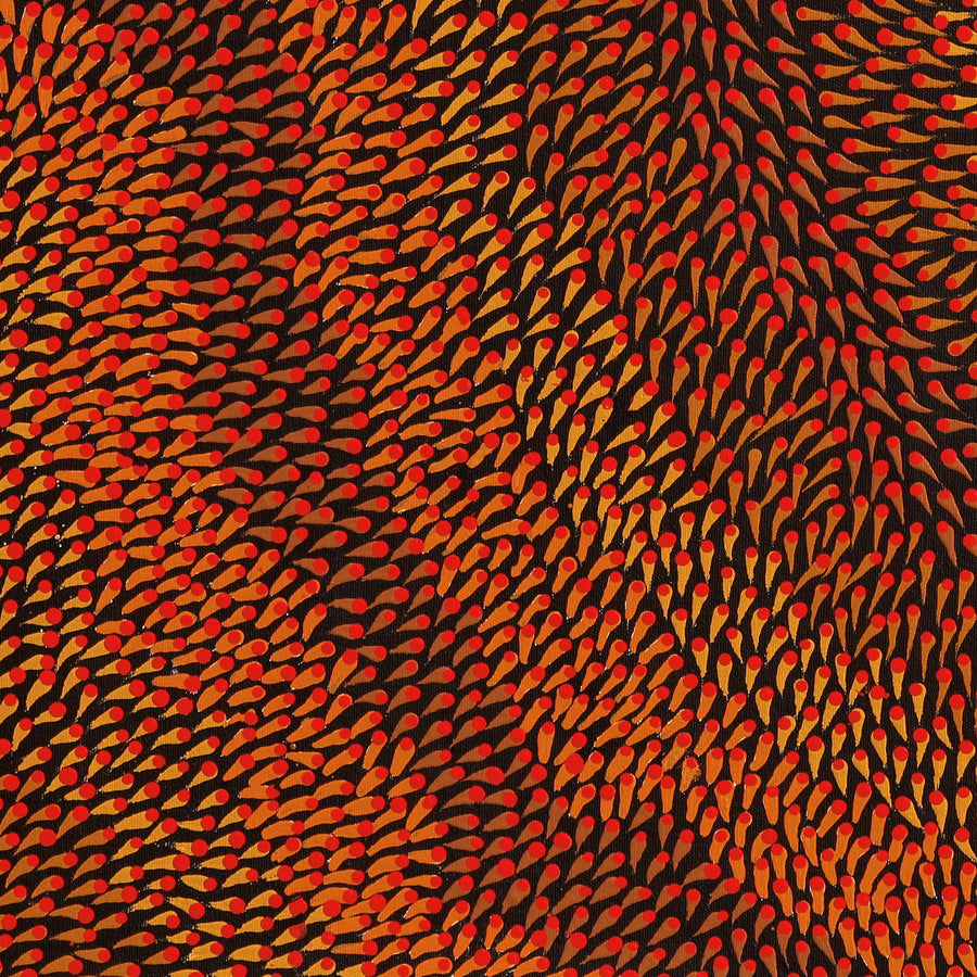 Aboriginal Artwork by Pauline Coombes, Bushfire painting, 61x61cm