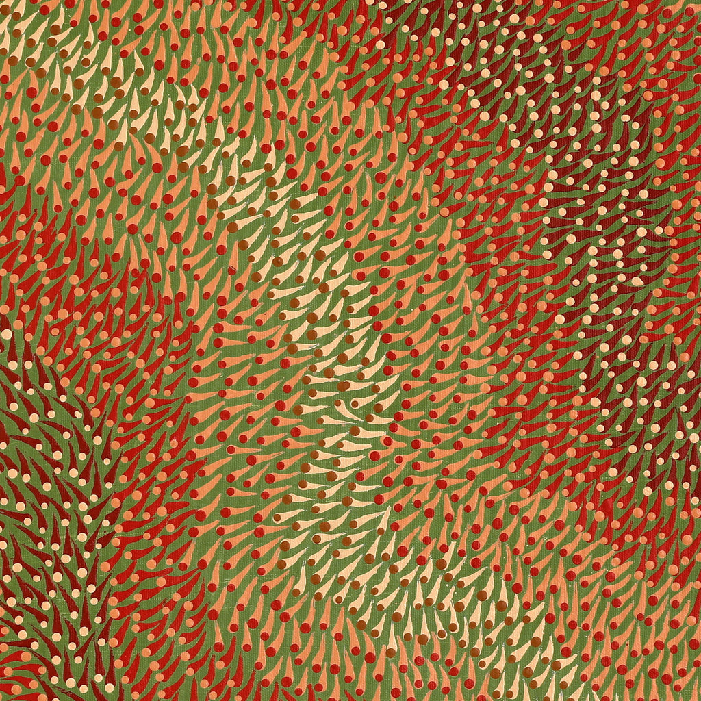 Aboriginal Artwork by Pauline Coombes, Bushfire painting, 61x61cm