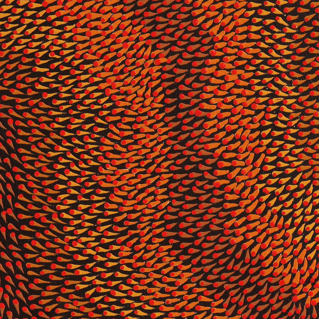 Aboriginal Artwork by Pauline Coombes, Bushfire painting, 61x61cm