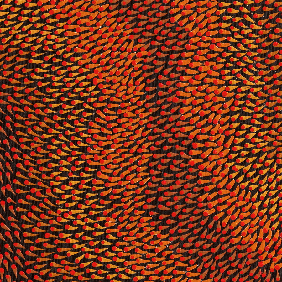 Aboriginal Artwork by Pauline Coombes, Bushfire painting, 61x61cm