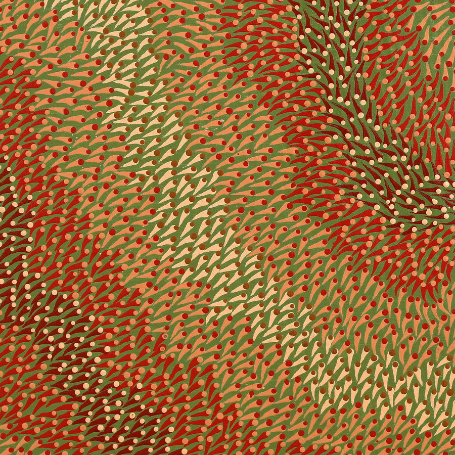 Aboriginal Artwork by Pauline Coombes, Bushfire painting, 61x61cm
