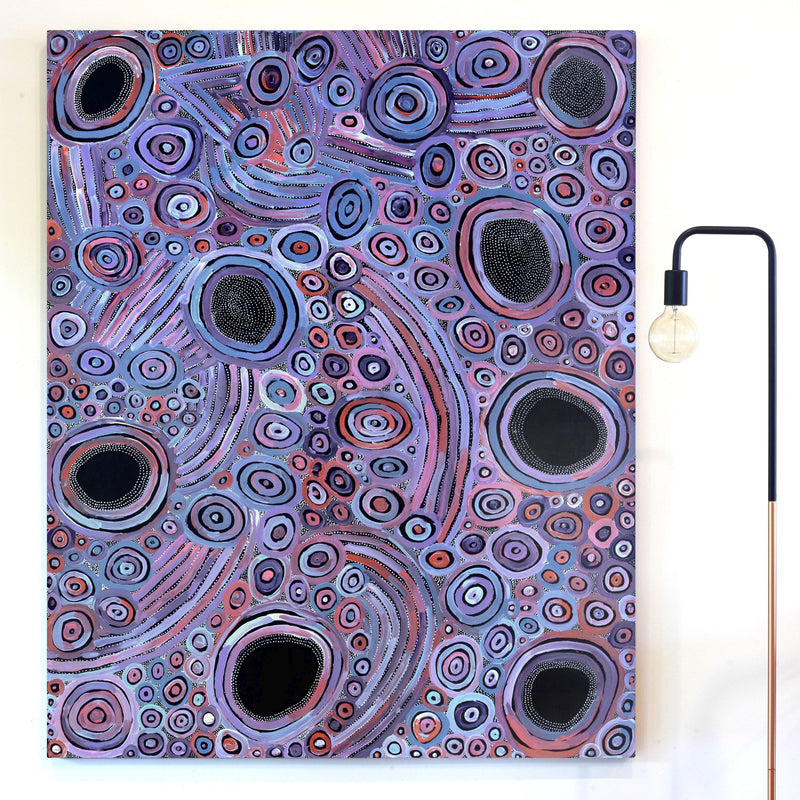 Aboriginal Artwork by Pauline Napangardi Gallagher, Mina Mina Jukurrpa, 152x122cm