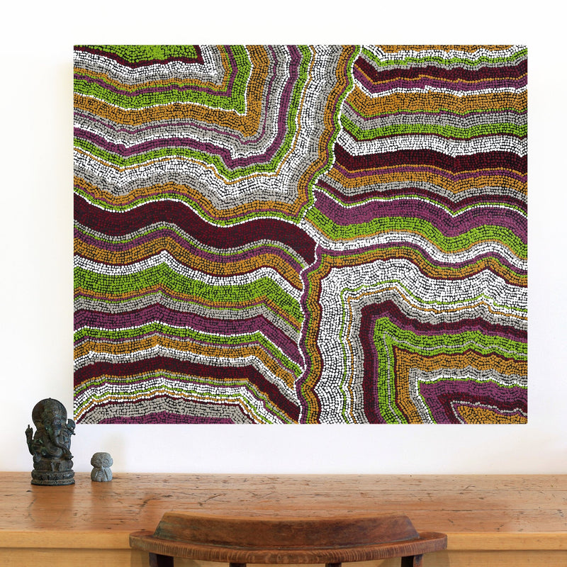 Aboriginal Artwork by Polly Anne Napangardi Dixon, Mina Mina Dreaming, 91x76cm