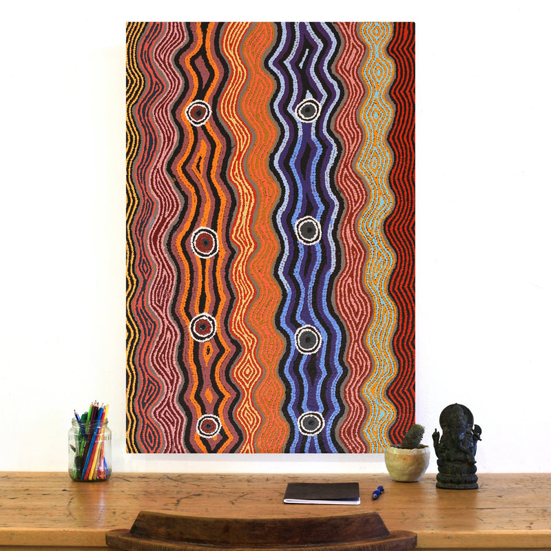 Aboriginal Artwork by Portia Napanangka Michaels, Lappi Lappi Jukurrpa, 91x61cm