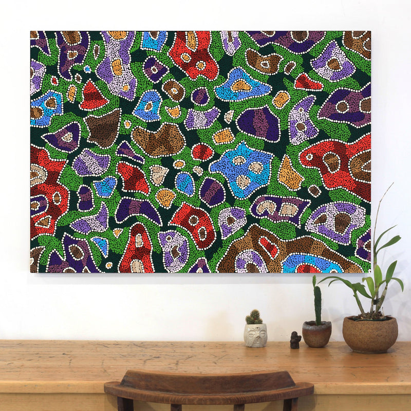 Aboriginal Artwork by Priscilla Napurrurla Herbert, Lukarrara Jukurrpa, 107x76cm