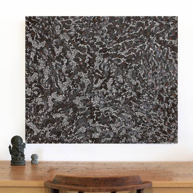 Aboriginal Artwork by Priscilla Napurrurla Herbert, Lukarrara Jukurrpa, 91x76cm