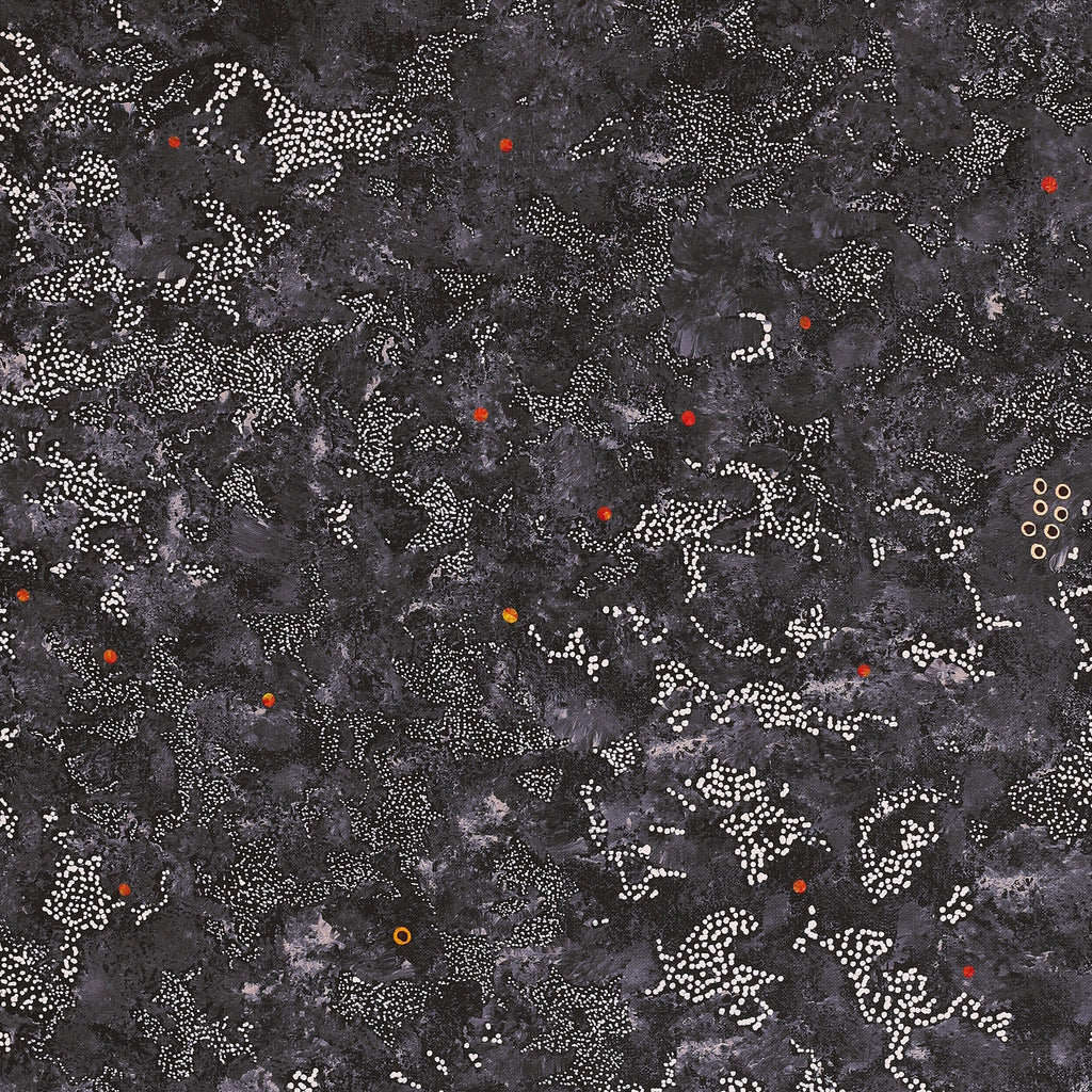 Aboriginal Artwork by Priscilla Napurrurla Herbert, Yanjirlpirri or Napaljarri-Warnu Jukurrpa (Star or Seven Sisters Dreaming), 91x61cm