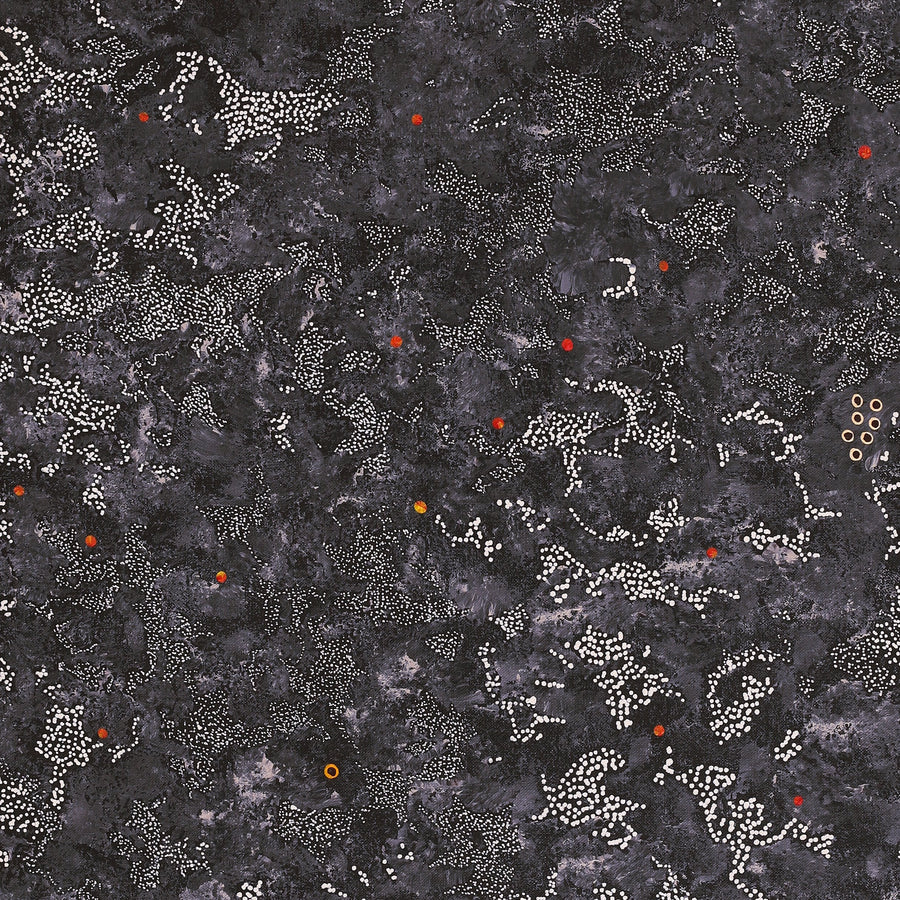 Aboriginal Artwork by Priscilla Napurrurla Herbert, Yanjirlpirri or Napaljarri-Warnu Jukurrpa (Star or Seven Sisters Dreaming), 91x61cm