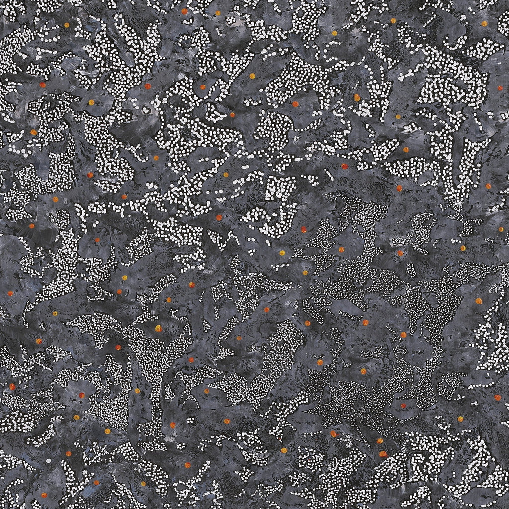 Aboriginal Artwork by Priscilla Napurrurla Herbert, Yanjirlpirri or Napaljarri-Warnu Jukurrpa (Star or Seven Sisters Dreaming), 91x91cm