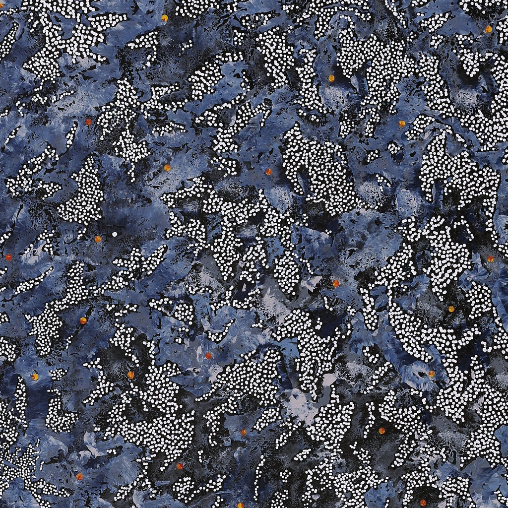Aboriginal Artwork by Priscilla Napurrurla Herbert, Yanjirlpirri or Napaljarri-Warnu Jukurrpa (Star or Seven Sisters Dreaming), 91x91cm
