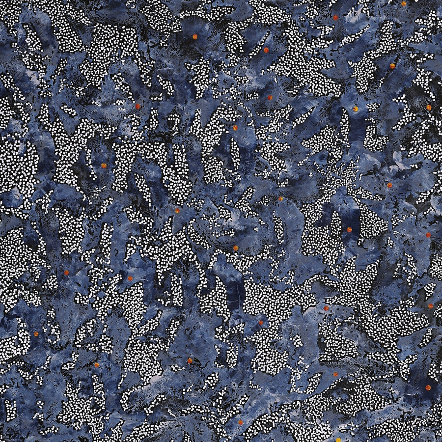 Aboriginal Artwork by Priscilla Napurrurla Herbert, Yanjirlpirri or Napaljarri-Warnu Jukurrpa (Star or Seven Sisters Dreaming), 91x91cm
