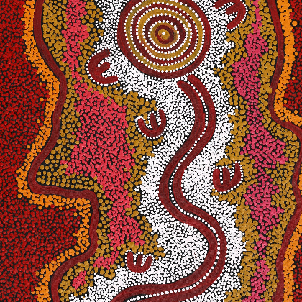 Aboriginal Artwork by Queenie Nungarrayi Stewart, Janganpa Jukurrpa (Brush-tail Possum Dreaming) - Mawurrji, 91x46cm