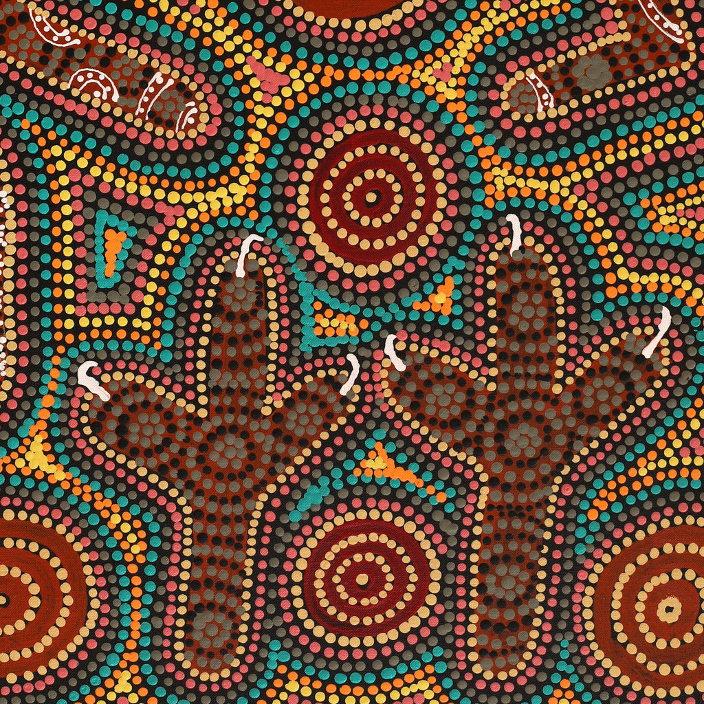 Aboriginal Artwork by Queenie Nungarrayi Stewart, Karnta Jukurrpa (Womens Dreaming), 76x46cm