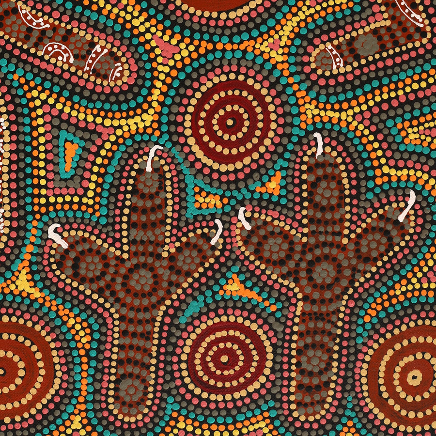 Aboriginal Artwork by Queenie Nungarrayi Stewart, Karnta Jukurrpa (Womens Dreaming), 76x46cm