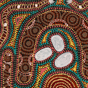 Aboriginal Art by Queenie Nungarrayi Stewart, Karnta Jukurrpa (Womens Dreaming), 76x46cm - ART ARK®