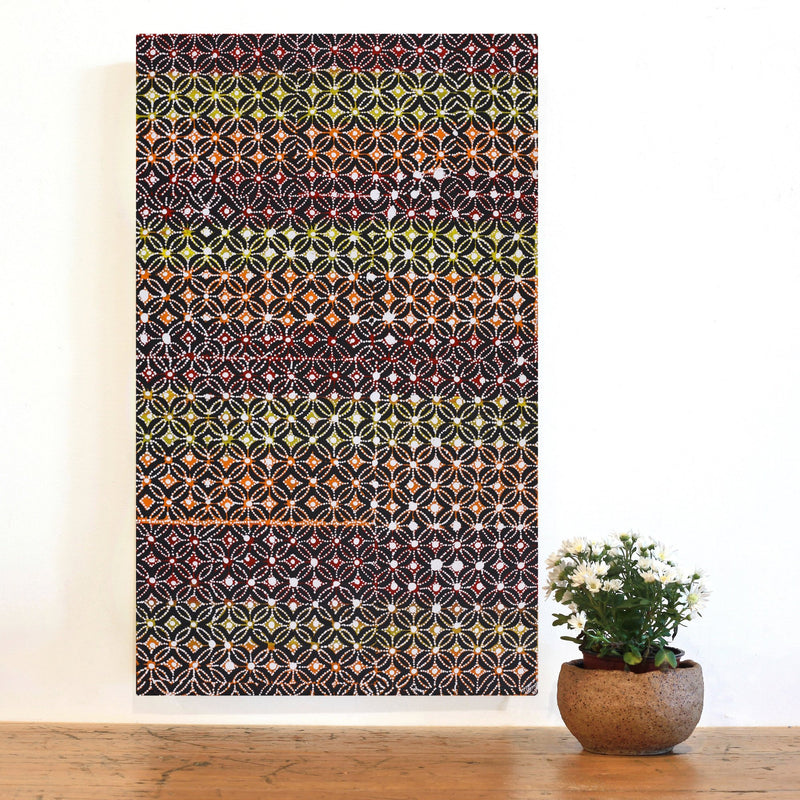 Aboriginal Artwork by Reanne Nampijinpa Brown, Lappi Lappi Jukurrpa, 76x46cm