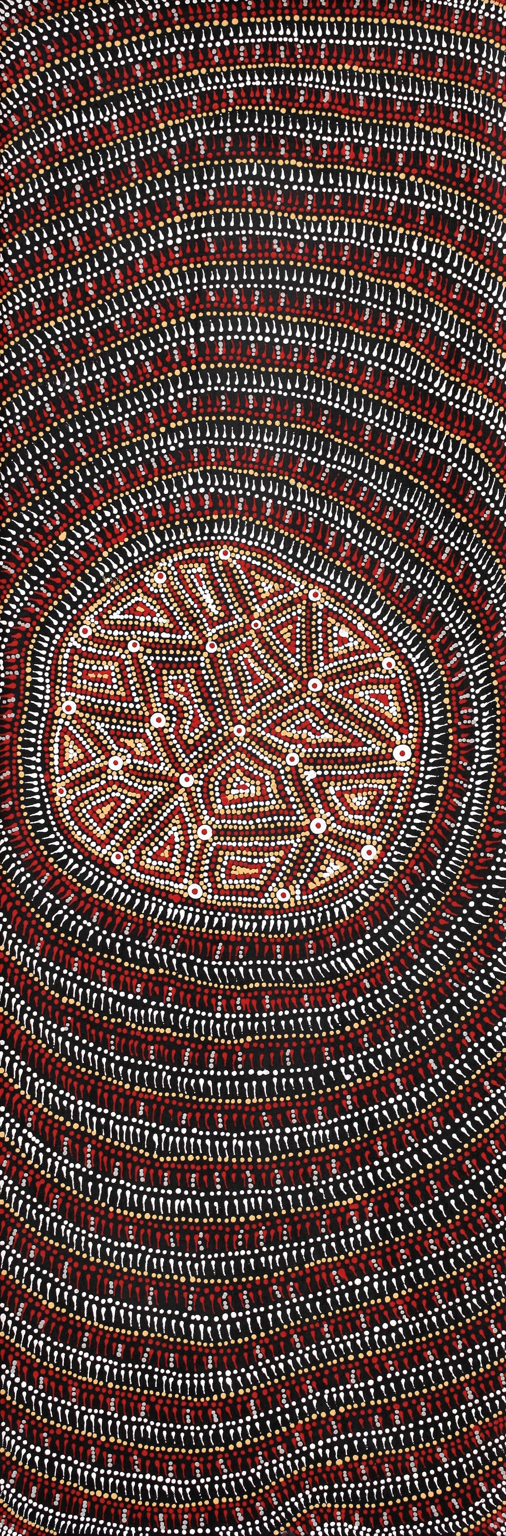 Aboriginal Artwork by Reanne Nampijinpa Brown, Lappi Lappi Jukurrpa, 91x30cm