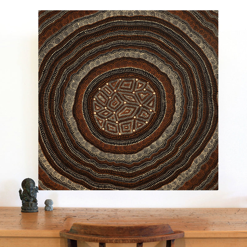 Aboriginal Artwork by Reanne Nampijinpa Brown, Lappi Lappi Jukurrpa, 91x91cm