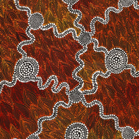 Aboriginal Artwork by Reanne Nampijinpa Brown, Ngapa Jukurrpa (Water Dreaming) - Mikanji, 107x46cm