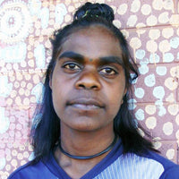 Aboriginal Artwork by Reanne Nampijinpa Brown, Ngapa Jukurrpa (Water Dreaming) - Mikanji, 107x46cm