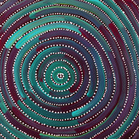 Aboriginal Artwork by Reanne Nampijinpa Brown, Ngapa Jukurrpa (Water Dreaming) - Mikanji, 30x30cm