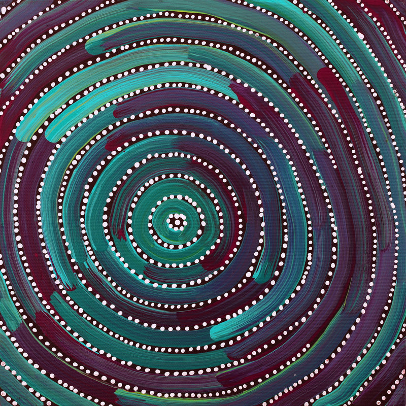 Aboriginal Artwork by Reanne Nampijinpa Brown, Ngapa Jukurrpa (Water Dreaming) - Mikanji, 30x30cm