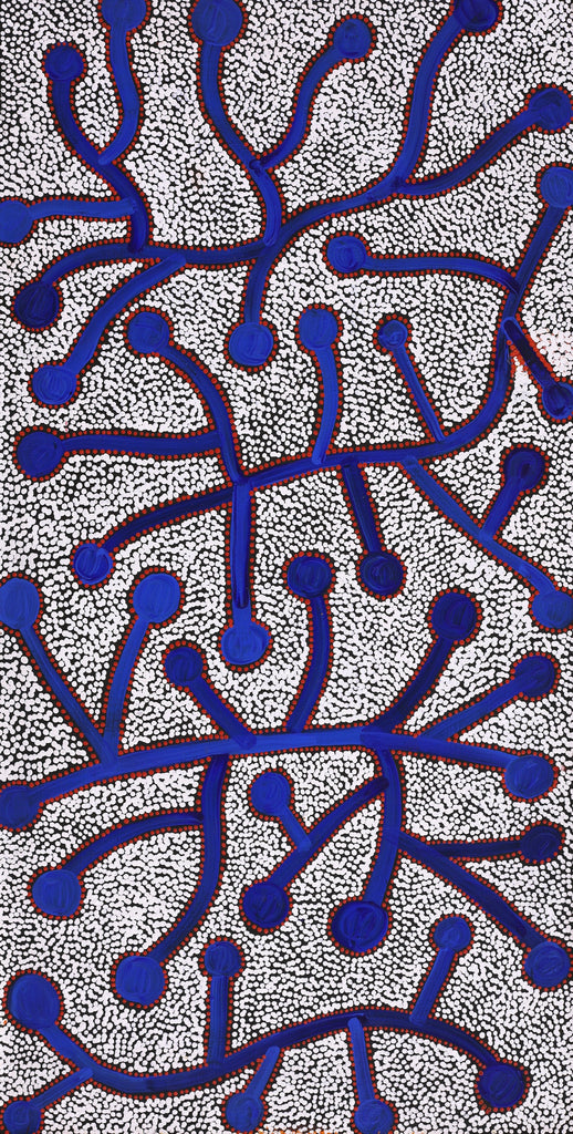 Aboriginal Artwork by Reanne Nampijinpa Brown, Ngapa Jukurrpa (Water Dreaming) - Mikanji, 91x46cm - ART ARK®