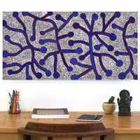 Aboriginal Artwork by Reanne Nampijinpa Brown, Ngapa Jukurrpa (Water Dreaming) - Mikanji, 91x46cm