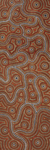 Aboriginal Artwork by Risharna Nakamarra Dickson, Warna Jukurrpa (Snake Dreaming), 183x61cm
