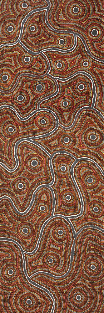 Aboriginal Artwork by Risharna Nakamarra Dickson, Warna Jukurrpa (Snake Dreaming), 183x61cm