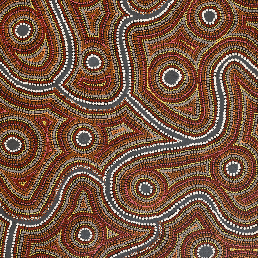 Aboriginal Artwork by Risharna Nakamarra Dickson, Warna Jukurrpa (Snake Dreaming), 183x61cm