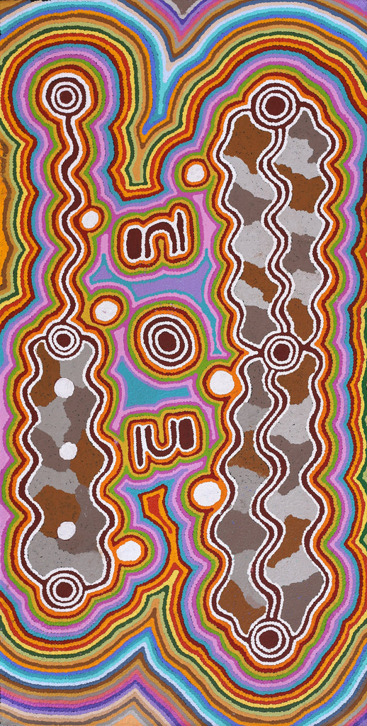 Aboriginal Artwork by Rita Napanangka Wheeler, Mina Mina Jukurrpa (Dreaming) - Ngalyipi, 91x46cm - ART ARK®