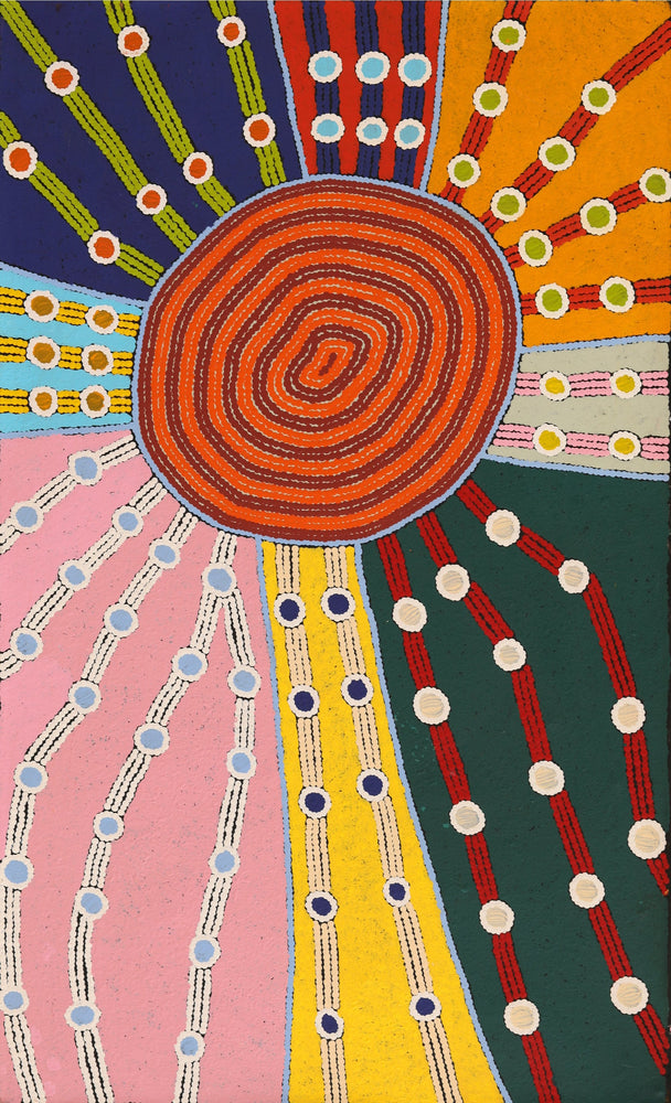 Aboriginal Artwork by Rita Watson, Tjintitia Tjukurpa, 127.5x72.5cm