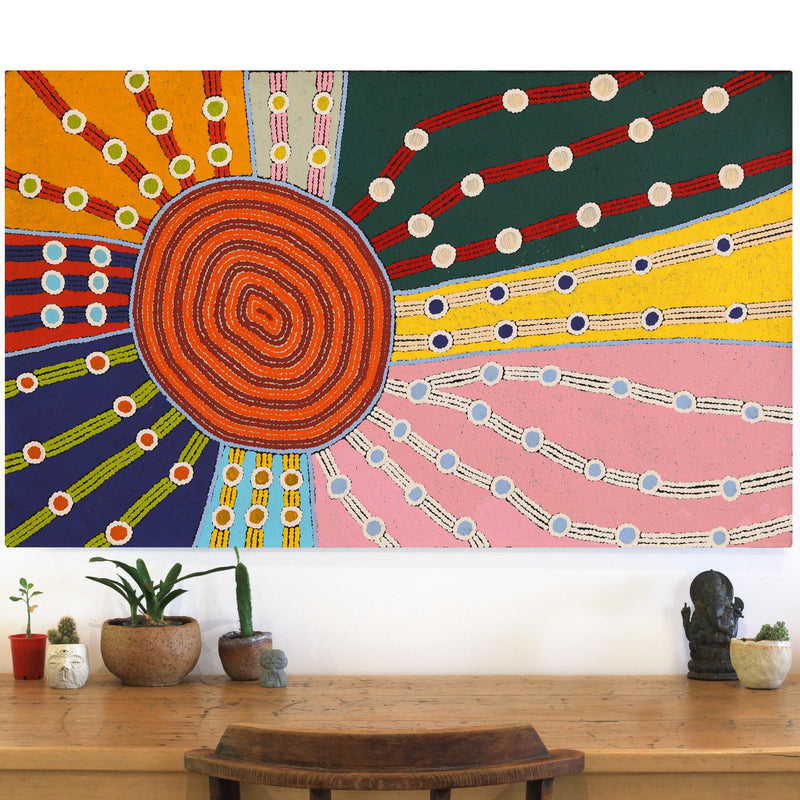 Aboriginal Artwork by Rita Watson, Tjintitia Tjukurpa, 127.5x72.5cm