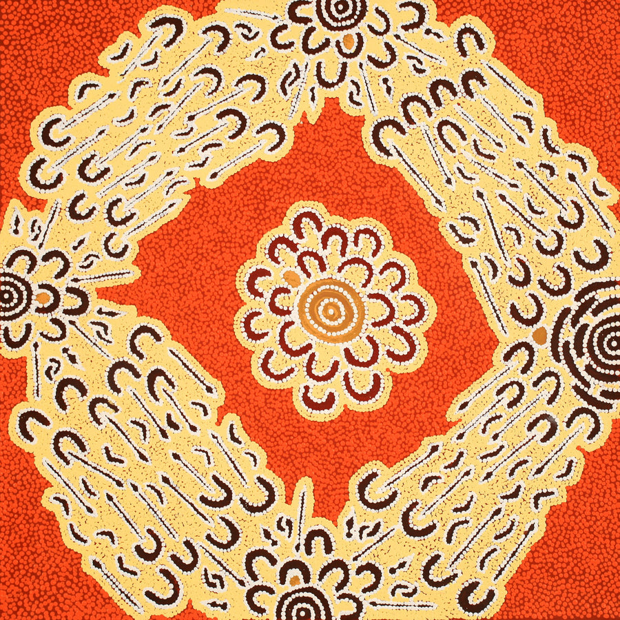 Aboriginal Artwork by Ritasha Nampijinpa Watson, Jajirrdi manu Janganpa Jukurrpa - Yakurdyi, 61x61cm